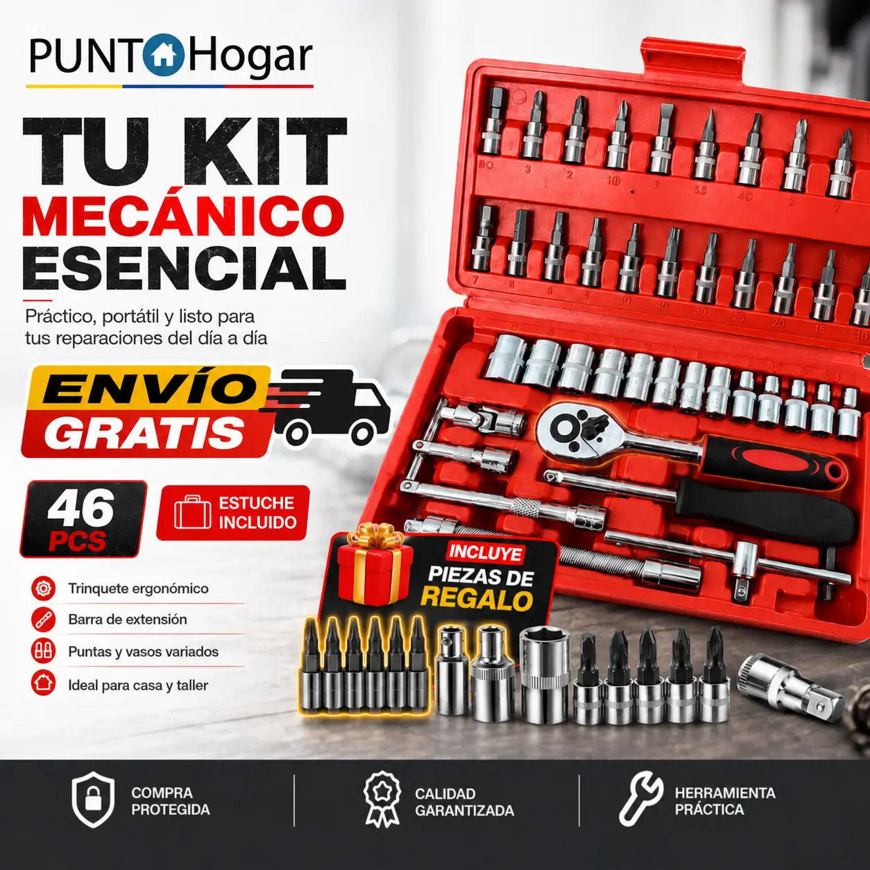KIT PROFESIONAL DE HERRAMIENTAS 46 PIEZAS